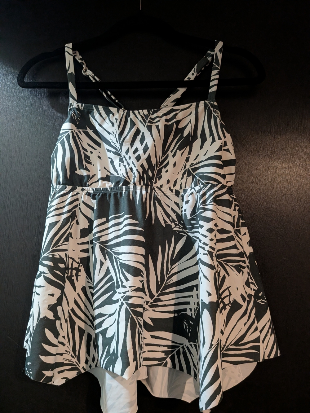 Kona Sol Green and White Palm-Print Swim Tankini